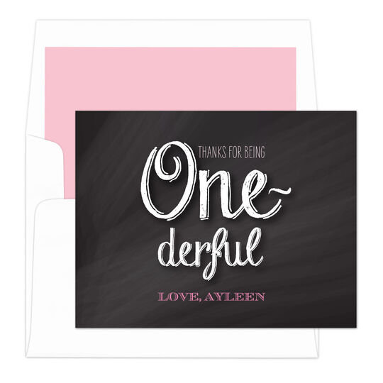 Pink One-derful Folded Note Cards